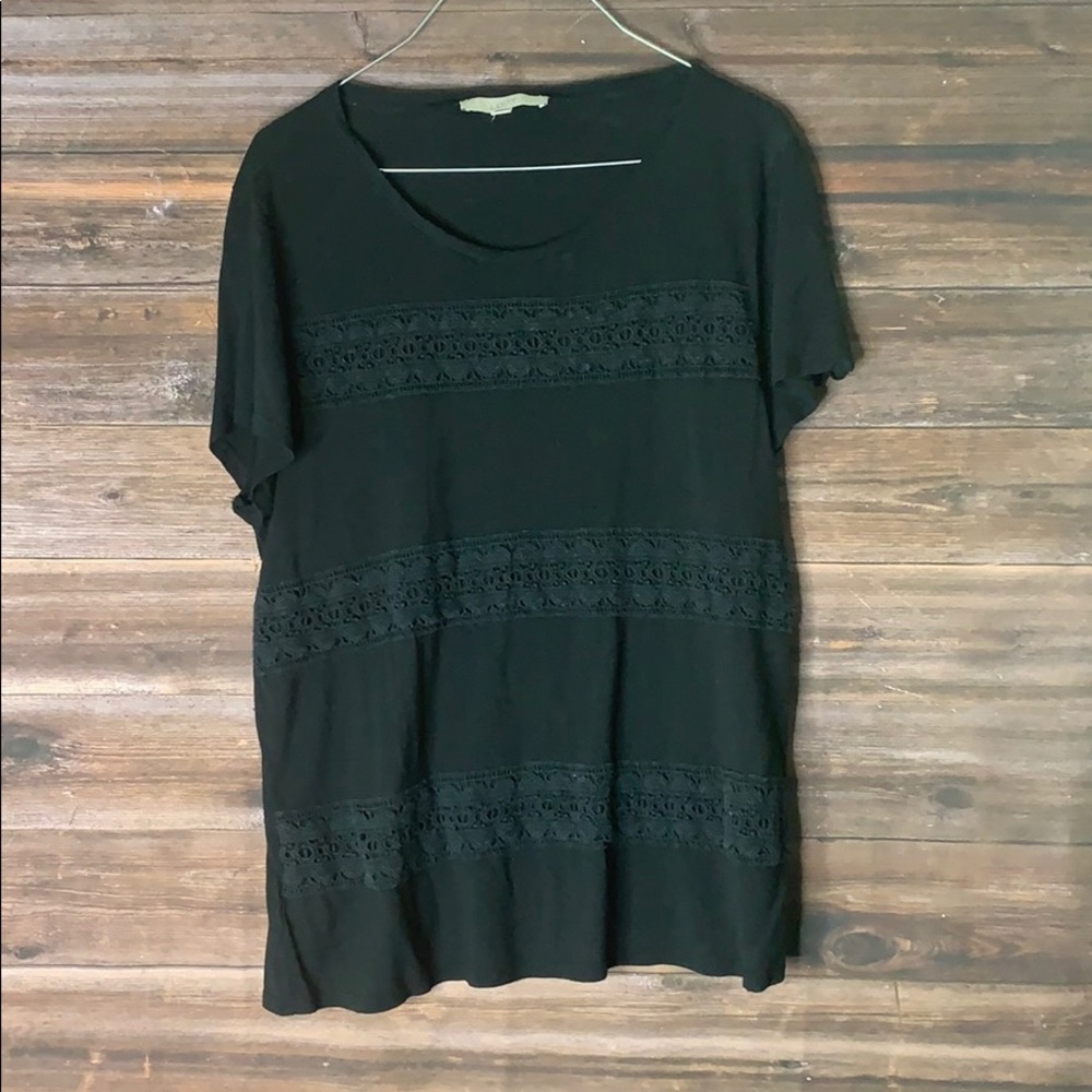 Loft Black Lacey T-Shirt